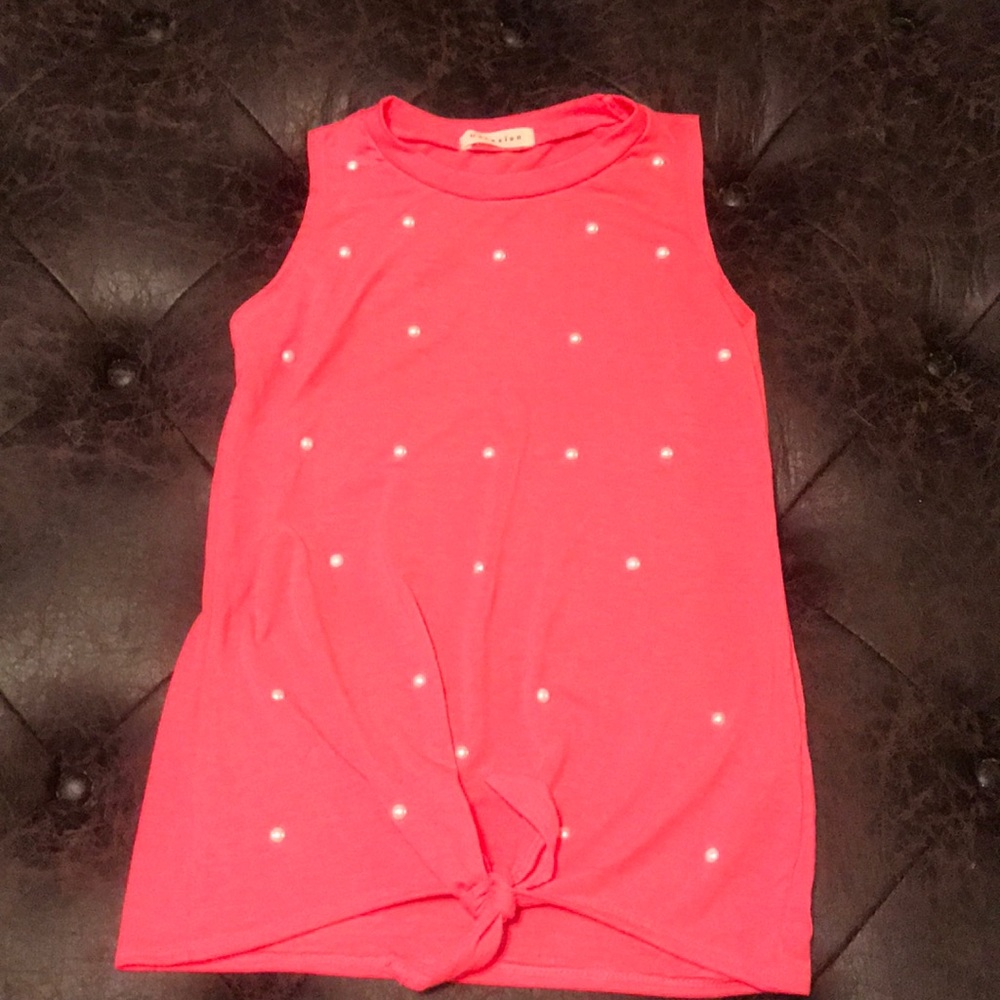 Girls coral tank with pearl accents size YM